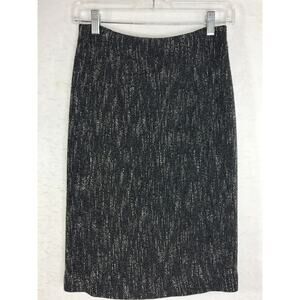 Talbots Petites Skirt Women's Size 0P Black w/ White Cotton Blend Office Work